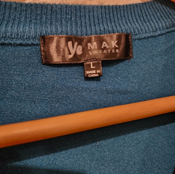 YEMAK Button Down Cardigan Sweater in Teal Size L - Picture 6 of 7